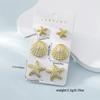 1 Set Elegant Cute CCB Starfish Shell Stud Earrings for Women Summer Vocation Style Fashion Earrings Party Jewelry Gifts