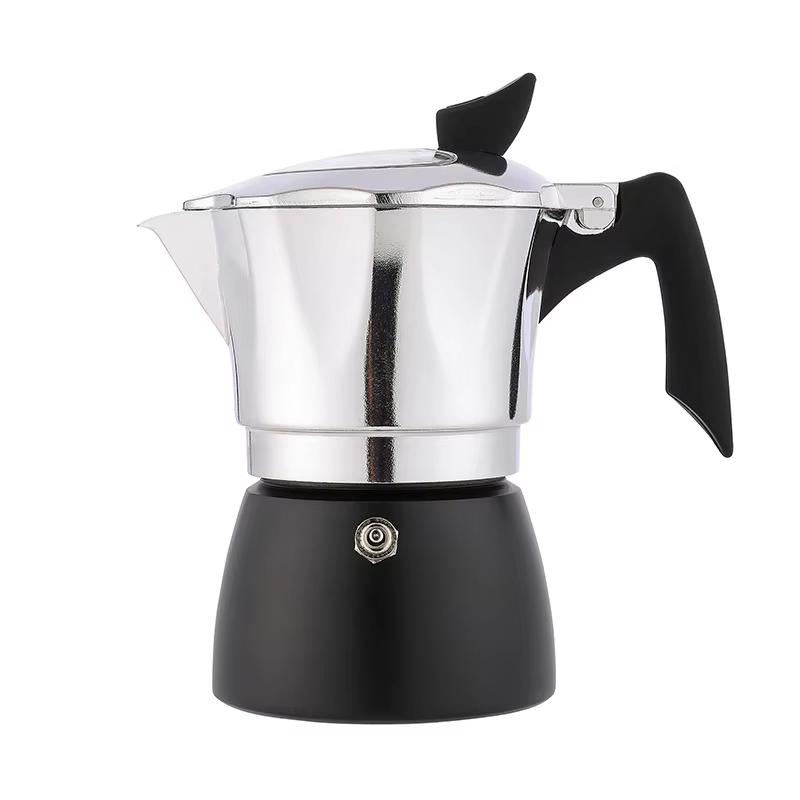 Latest Style Premium Aluminum Double Colors Italian Stove Top Coffee Maker Espresso Moka Pot with Transparent Lid