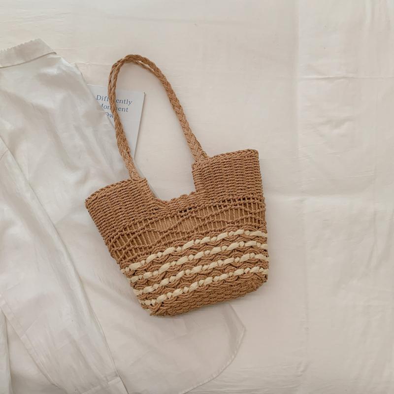 Handwoven Natural Fiber Tote Bag with Braided Handles and Open Weave Design