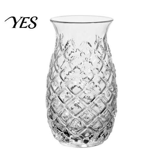 Durable Cocktail Glass Pineapple Shape Glass, 480ml Embossed Tumbler for Juice Hot Restaurant Specialty Beverages, Creative Bar Glassware Whiskey, 1pc