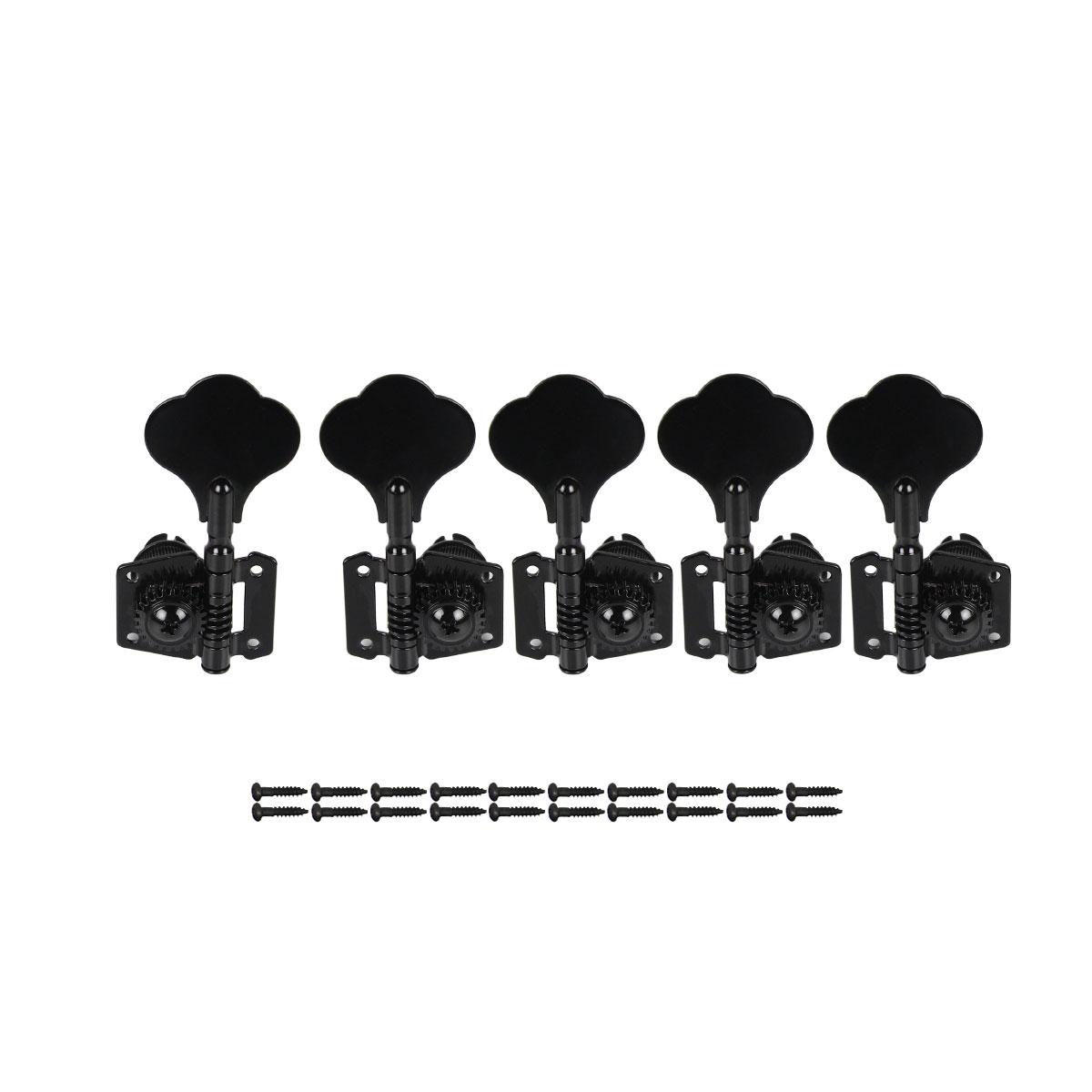 

FLEOR 5pcs 4R1L Bass Tuning Pegs 5 Strings Machine Heads Tuners Chrome /Black