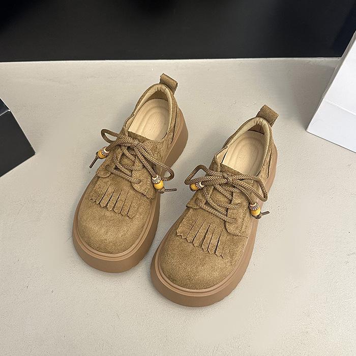 

Thick-soled small man height increase fashion loafers autumn and summer 2025 new Internet celebrity explosion matte retro shoes 39 хаки