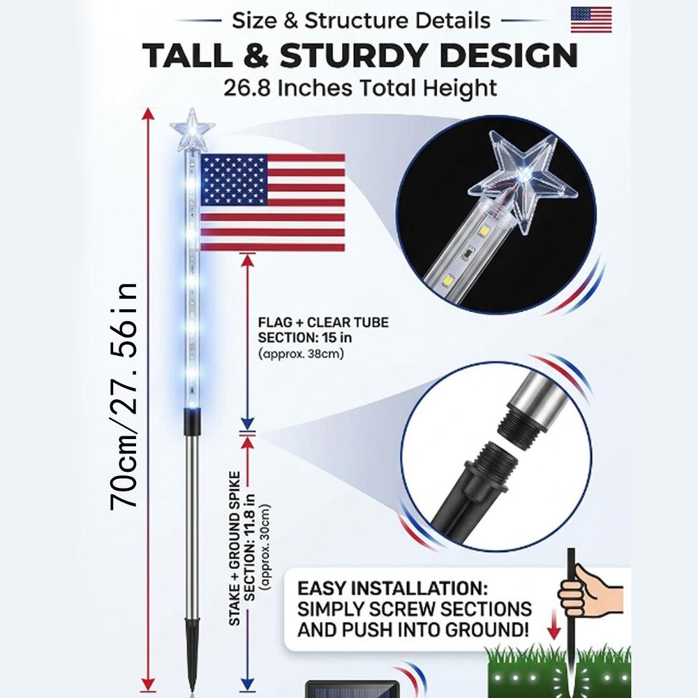Outdoor Solar Pathway Light Dusk To Dawn Waterproof 8-Effect Solar Flag Lights for Yard Patio Driveway Backyard Homeowners