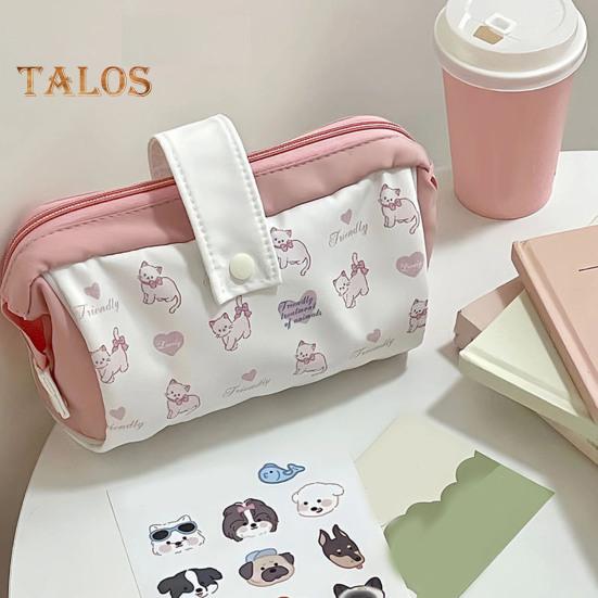 Velkokapacitní plátěná penálka Zavírání na zip Kreslený potisk zvířat Přenosná taška na pera Cestovní organizér na psací potřeby Kosmetická taštička
