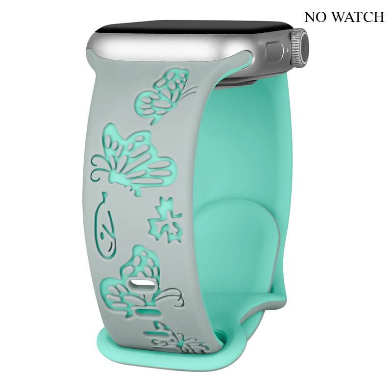 Silicone Strap For Apple Watch Series 11 10 9 8 7 6 5 4 3 For Iwatch Ultra 3/2 49mm 46mm 42mm 45-44-42-41-40-38mm Butterfly Woma
