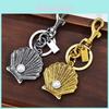 Vintage Shell Artificial Pearl Keychain With Metal Antique Finish For Bags And Car Keys