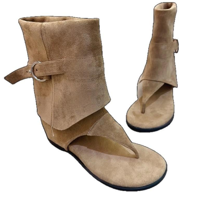 Inner heightening toe sandals women's shoes summer versatile and thin edge buckle wear cool boots high-top shoes