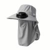 Full-Coverage Sun-proof Solar Fan Hat Breathable Wide-Brim Face Cover Bucket Hat with Shawl Trendy Outdoor Travel Hat Fishing