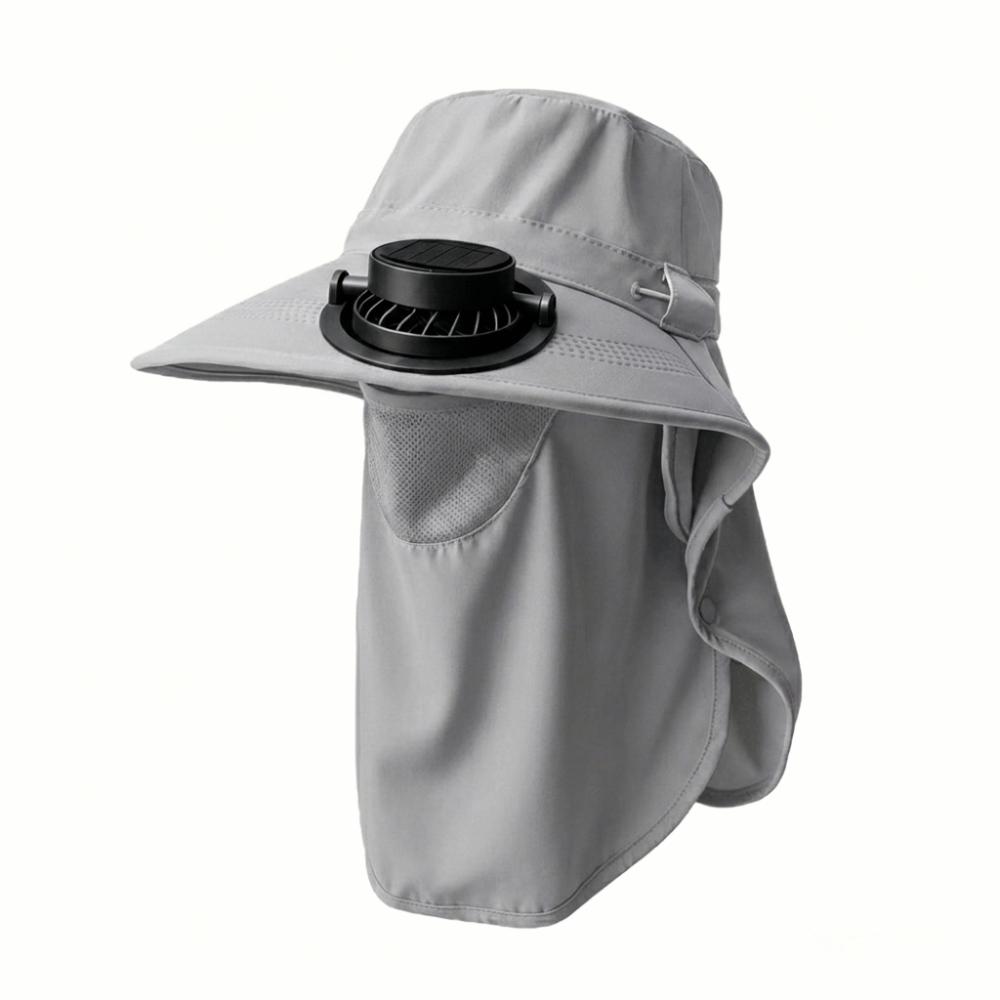 Full-Coverage Sun-proof Solar Fan Hat Breathable Wide-Brim Face Cover Bucket Hat with Shawl Trendy Outdoor Travel Hat Fishing