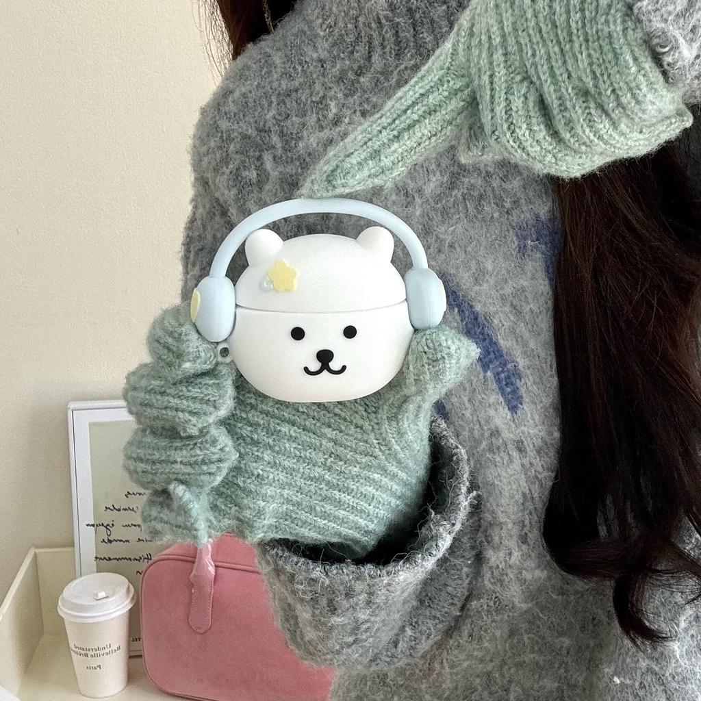 Self-deprecating bear with earphones AirPods Pro protective case 1/2 generation Apple Bluetooth earphone cover AirPods3