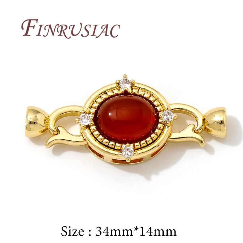 18K Real Gold Plated Inlaid Natural Stone Jewelry Clasps Fasteners For Bracelets Accessories,Locks For Jewelry,Necklace Findings