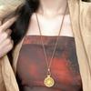 New Chinese Eight Treasures Compass Pendant Necklace Women's Ancient Style Turnable Compass Collarbone Chain Retro Versatile Sweater Chain