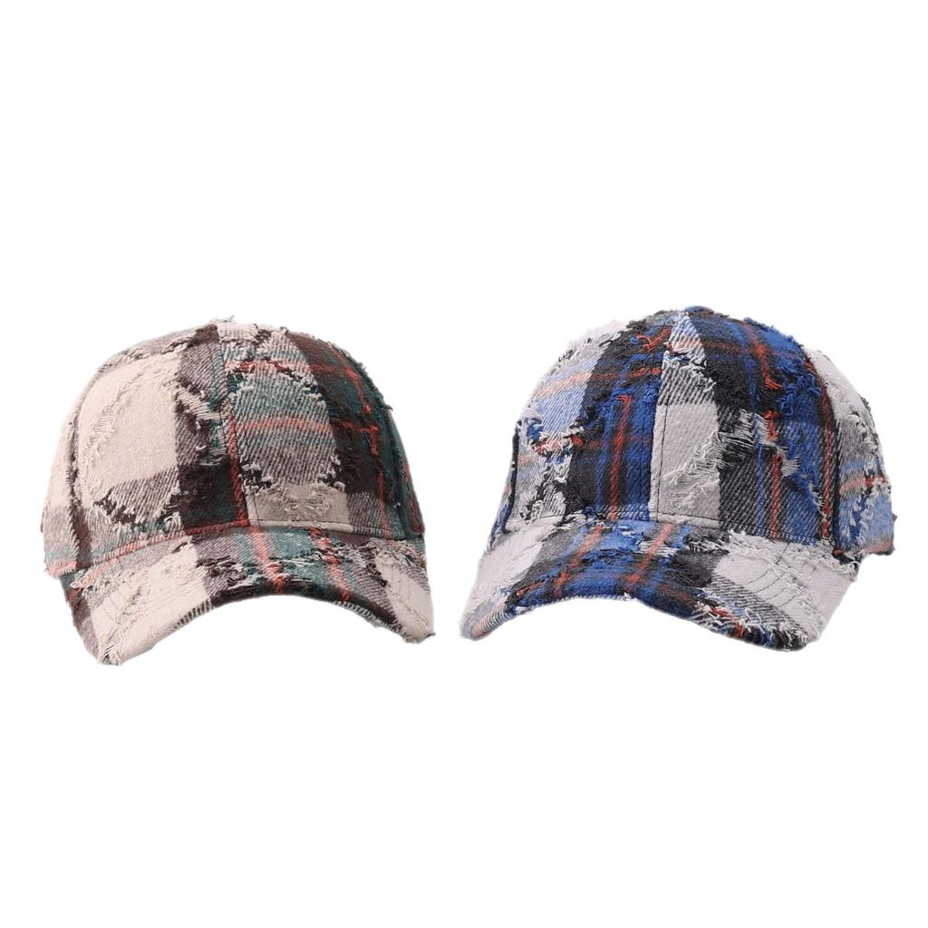 Plaid baseball cap autumn and winter trend European and American literary and retro sunshade cap color matching hole hat