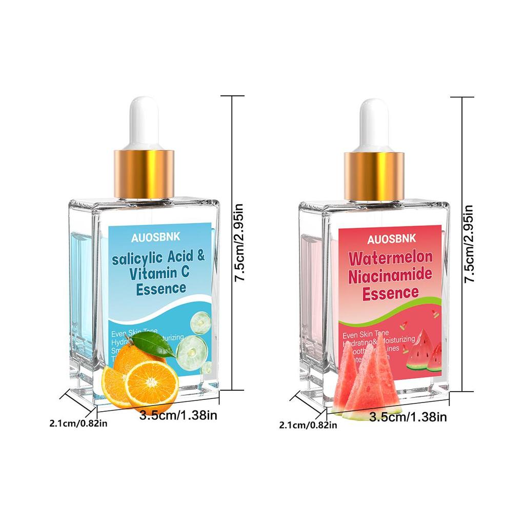 Watermelon Niacinamide Essence + Vitamin C Essence Set-15ml, Face Oil, Face Serum Combo, Christmas Gift-2Pcs