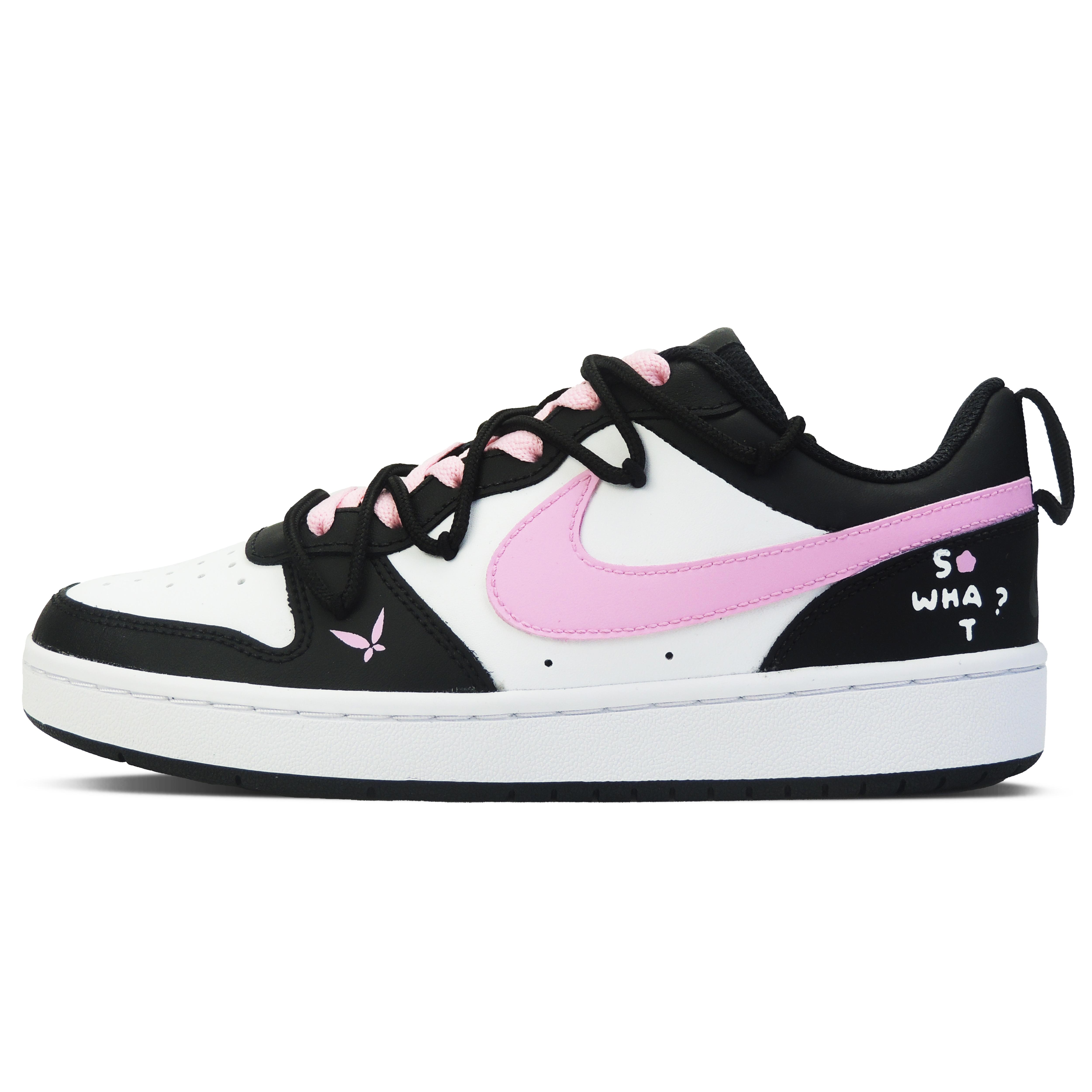 

Nike Court Borough Low Black Pink Elf Low top Skateboard Shoes GS Black Pink BQ5448-115(Team128-) 38.5