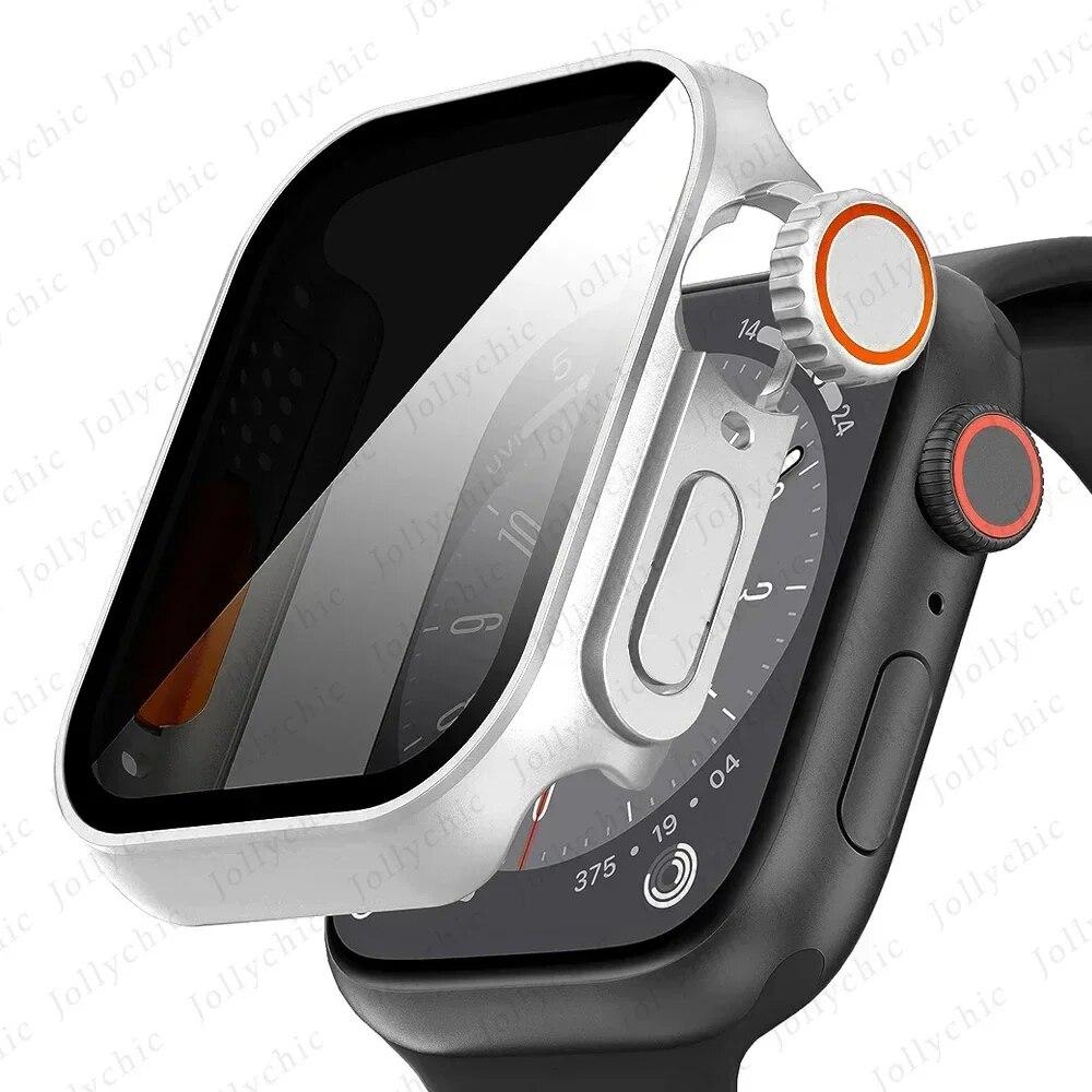 Metall Glas+Hülle Für Apple Watch 9 8 7 6 5 4 Serie Displayschutz Ändern zu Ultra i watch 45mm 44 41 40mm Schutz der Privatsphäre