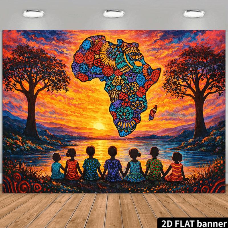 2D plane, 1 piece of African culture-themed art background fabric,suitable for indoor/outdoor activities