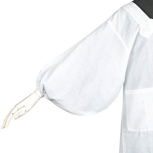 [KYOETSU] Japanese Kimono, White, Long Sleeves, Kappogi (Length 85cm, White, Size L)