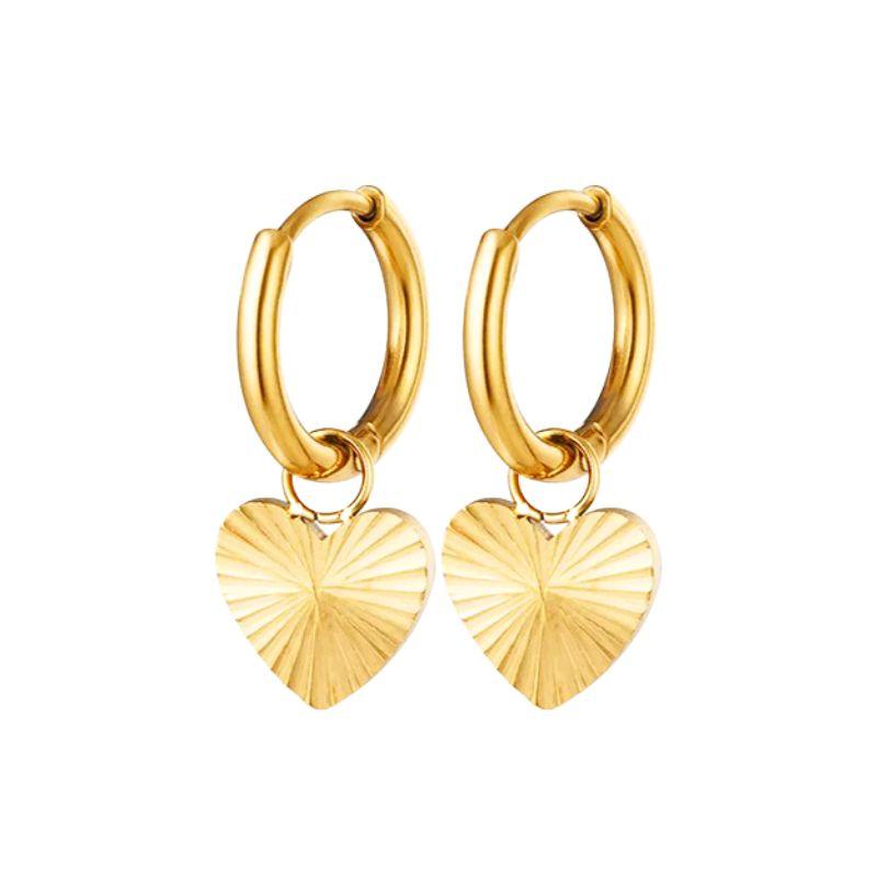 925 Silver Ear Needle Exquisite Heart Pendant Hoop Earrings Fashion Geometric Zircon Stud Earrings Women's Fine Jewelry