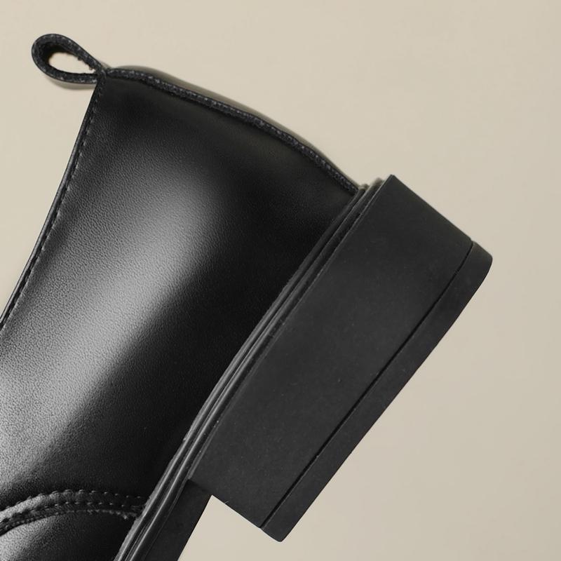 Fashion Women's New Spring and Autumn Round Head Thick Bottom Metal Lace Middle Heel Large Oxford Work Retro Single Shoe