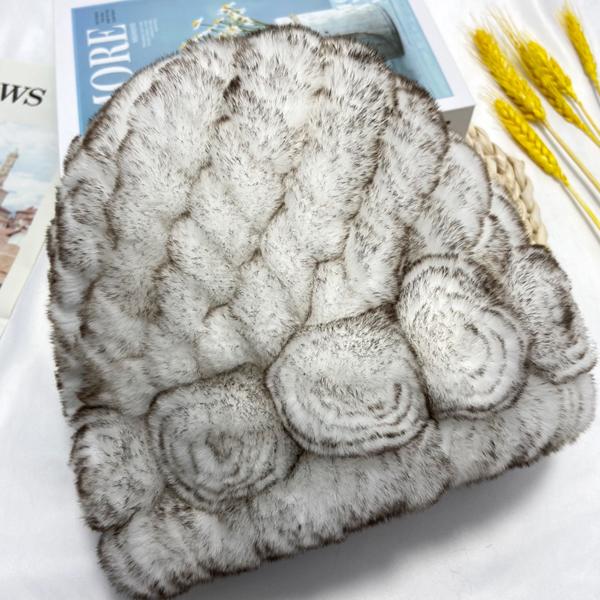 

Женские зимние шапки Натуральный мех Цветочный Натуральный рекс кролик Пушистые Теплые Модные Стильные Вязаные Уличные Головные уборы One Size