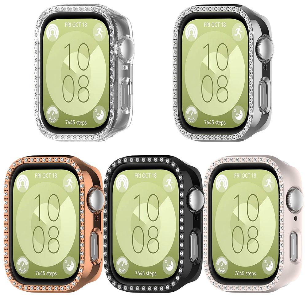 Bling PC Полый Защитный Чехол для Huawei Watch Fit 3 с Кристаллами Бриллиантов, Жесткая Крышка, fit3 Защитная Оболочка для Часов, Модный Бампер