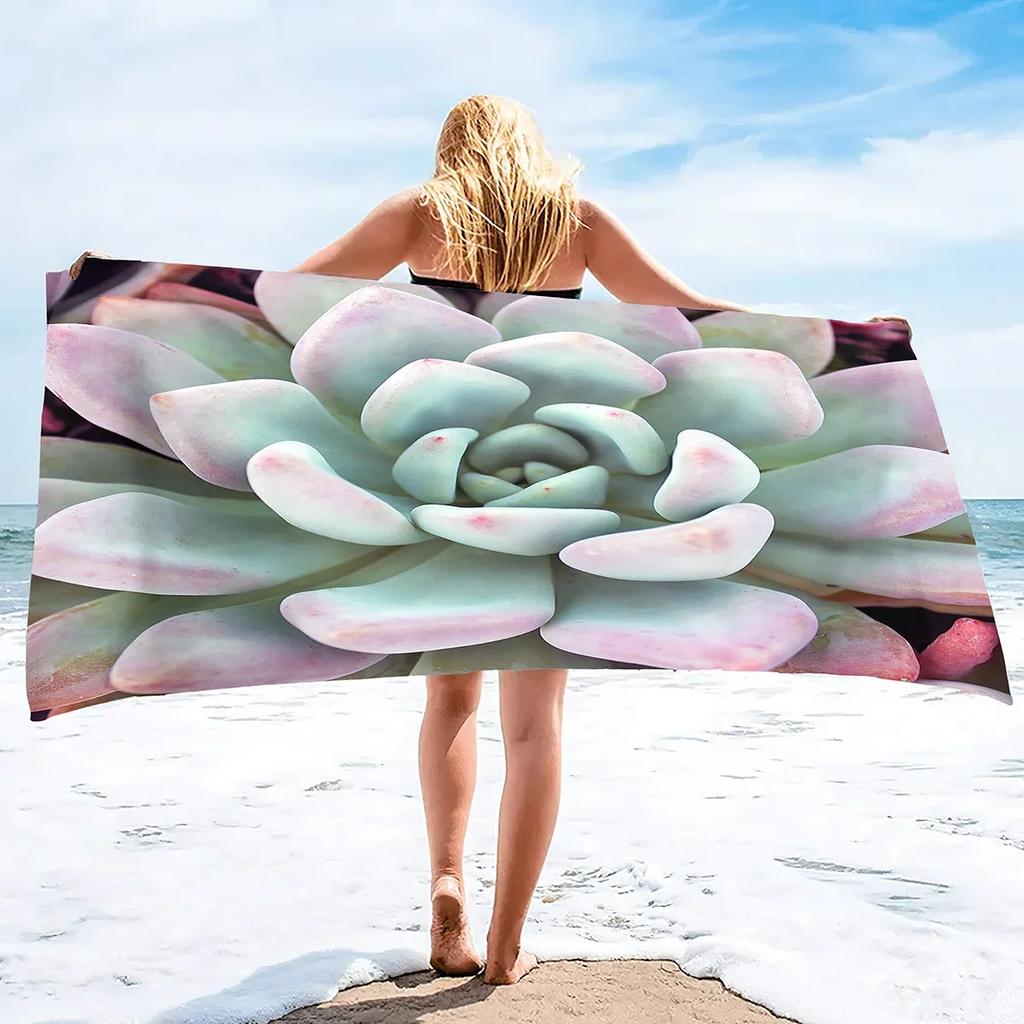 Succulent Plants Bath Towels Soft Bathing/Beach/Camping Towel Large Size Sandless Beach Bath Pool Towel for Women Men Girls Boys