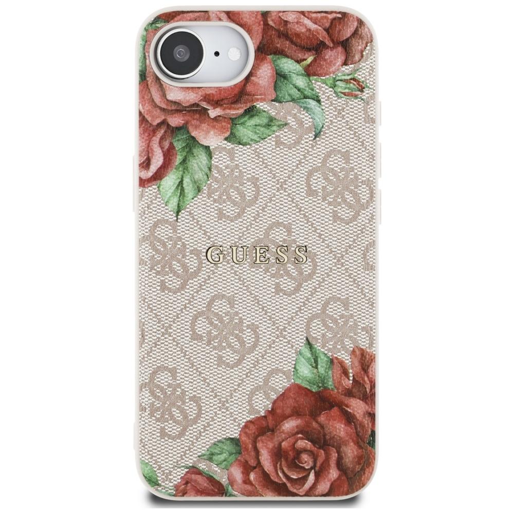 Etui Guess 4G Flowers Print Magsafe Do   Iphone 16E Różowy