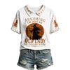 Women's Halloween Print V-Neck Top Trendy Casual Blouse for Party