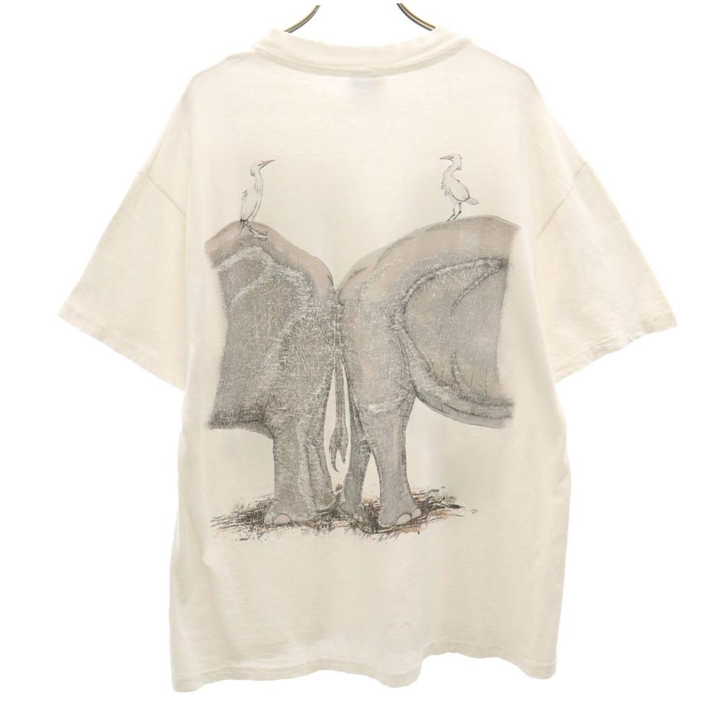 Hanes 90s Made in USA Old elephant print Short sleeve T-shirt Men's Used