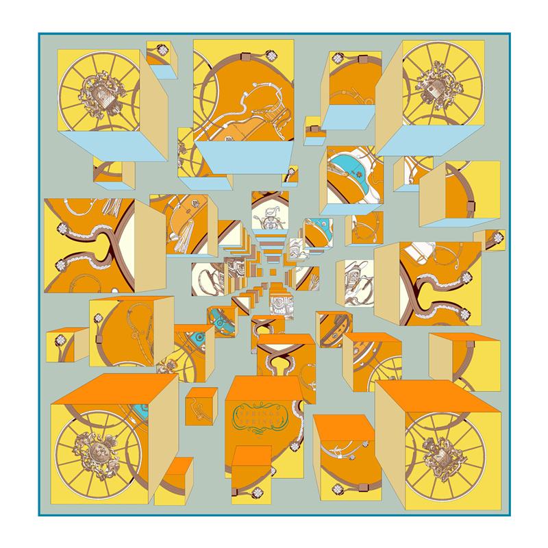 Silk Scarf Women City Street Print Square Scarves Head Echarpes Silk Foulards Femme Wraps Beach Shawl Bandana Lady Hijabs 90CM