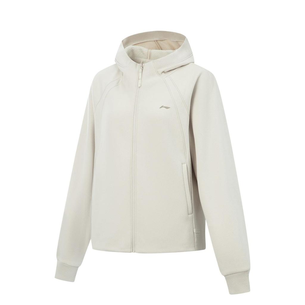 LI-NING AWDV944-3 Women's Fitness Fleece Lined Zip Up Hooded Sweatshirt
