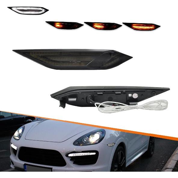 ADIIL For 2011-2014 Porsche Cayenne 958 Clear Lens Sequential LED Side Marker Signal Lights Front Fender Side Marker Lamps