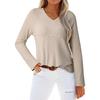 Women's Solid Color V Neck Long Sleeved Top