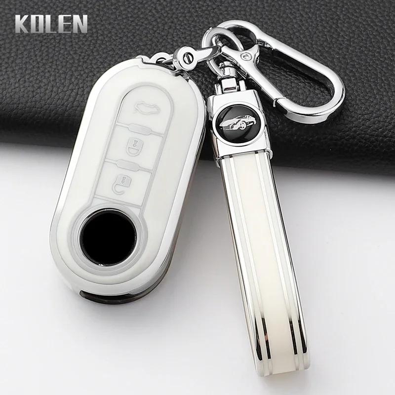 Fashion Tpu Car Key Case Cover For Fiat 500 Ducato Panda 500L Punto Lancia Musa For Citroen Jumper For Peugeot Boxer Keychain