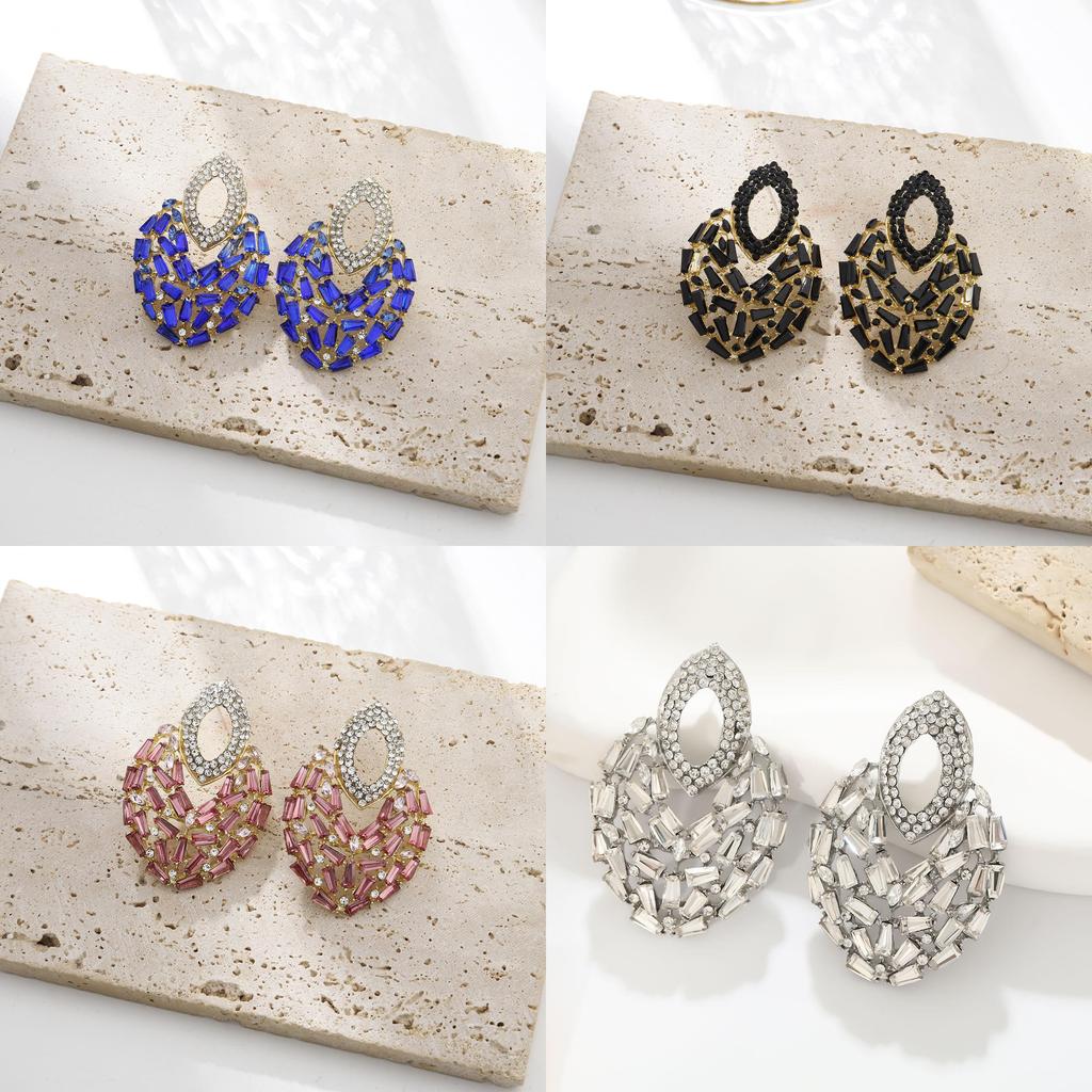 Geometric Alloy Dangle Earrings With Gold Ear Pins For Fashion Women
