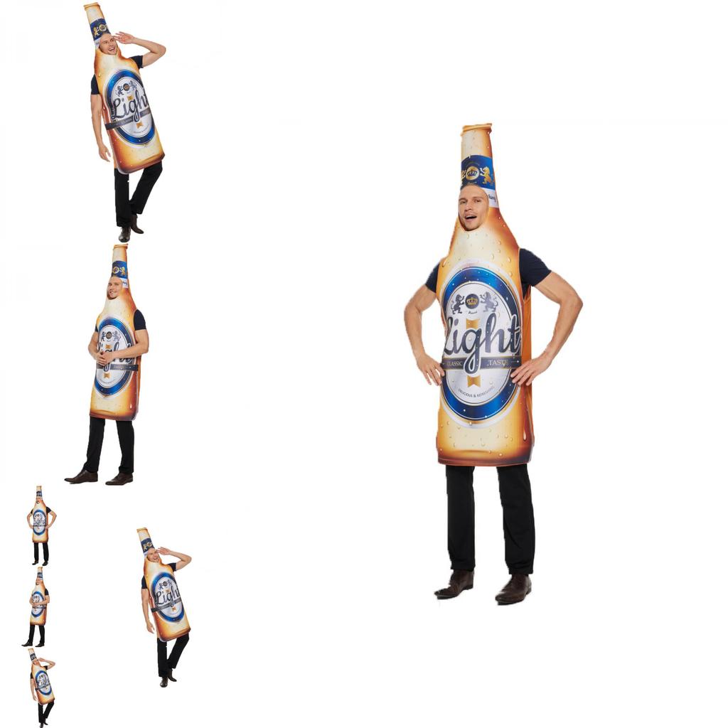 Halloween Beer Bottle Costume With Printed Pattern For Cosplay And Party Celebrations