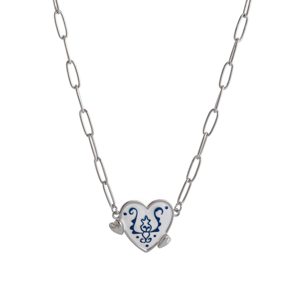 Retro Necklace With One Arrow Through The Heart Personality Pattern Paper Clip Chain 18K Color Retention