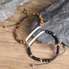 Prjewel Herren geflochtene Seilkette verstellbare Perlenarmbänder mit personalisiertem Namen Datum individuell graviert Edelstahl Schmuck