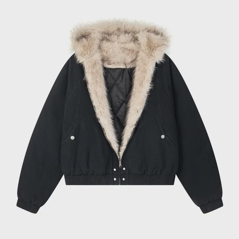 Men's American Fur Collar Plus Velvet Mountain Workwear Jacket