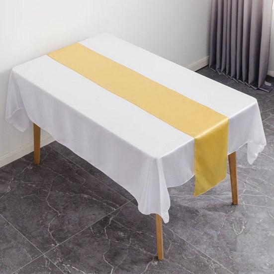 Table Runner Long Rectangle Smooth Fabric Machine Washable Solid Color Party Table Runner Wedding Banquet Supplies