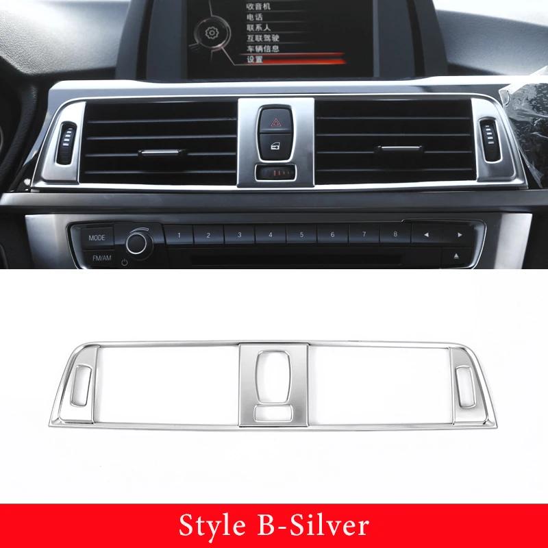 ABS Silver Bil Mittkonsol Luftkonditioneringsuttag Ram Skydd Dekorationsdekal För BMW 3 4 Serie F30 F31 F32 F33 F34 GT 2013-2019