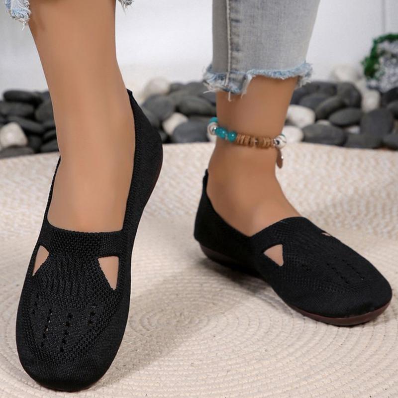 Fashion Summer/autumn Breathable Mesh Flats Shoes Woman Non-Slip Hollow Cloth Women Soft Bottom Plus Size Single Shoes for Women