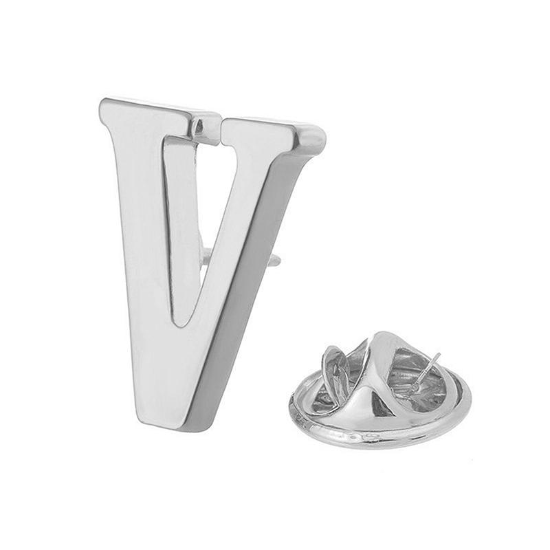 High Quality Classic Style Silver Letter A-Z Metal Brooch Women Men'S Lapel Pin Women'S Hat Scarf Backpack Badge Jewellery