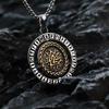 Men's Retro Nordic Viking Rune Compass Pendant - 360° Rotating Stainless Steel.