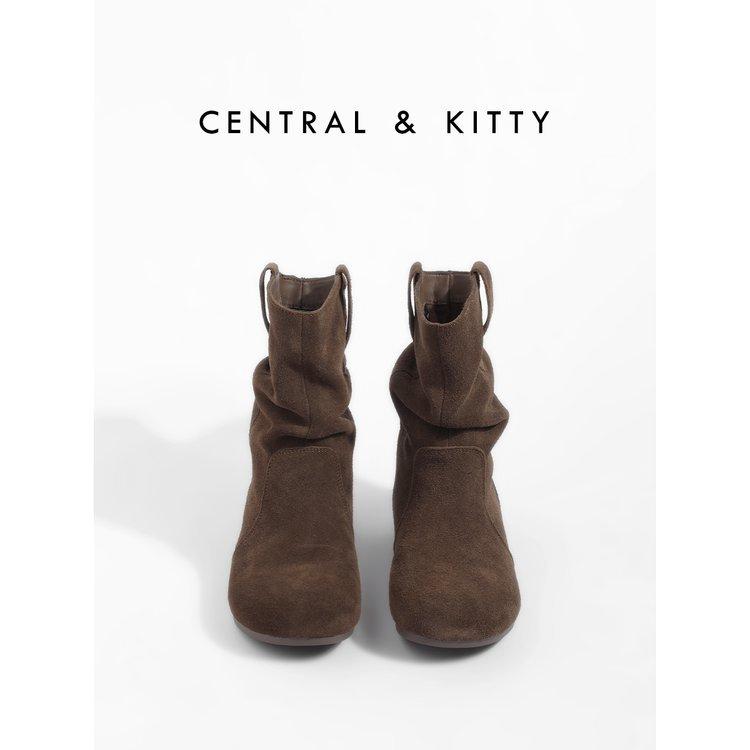 Cowhide Version~ Inner Height Increase Retro Short Boots Women's 2025 Autumn and Winter Western Martin Boots Round Head Short Tube Boken Stacking B