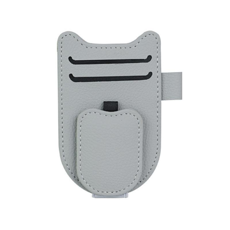 Magnetic Sunglasses Holder Car Sun Visor Eyeglasses Clip Multi-Functional PU Ticket Card Clip Vehicle Accessory