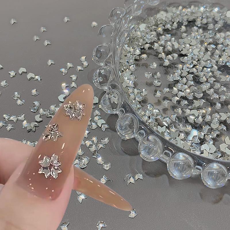 50 ks mini kosočtvercové kamínky na nehty s plochým dnem, AB barva, zdobení nehtů, křišťálové drahokamy, oslnivá manikúra, 3D dekorace na nehty