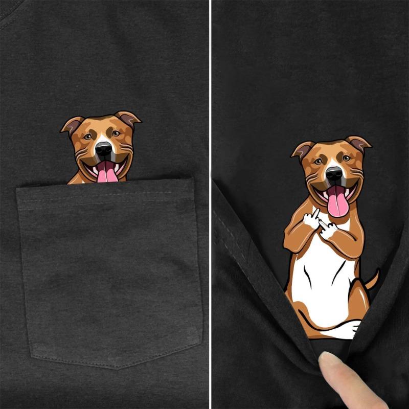 2D Printed Pure Cotton Short Sleeved Pocket T-shirt Suitable for Both Men Women Shapi Dog Entertainment Series T-Shirts Unisex
