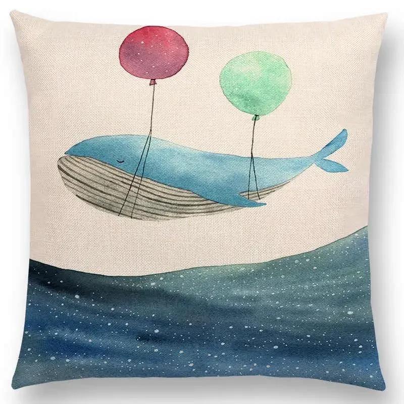 Newest Fashion Nordic Style Whale Cushion Cover Ocean Whales Home Pillow Case   Pillows Covers